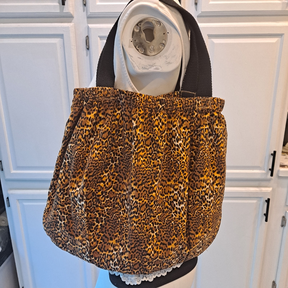 Leopard Print Tote with Black Handles